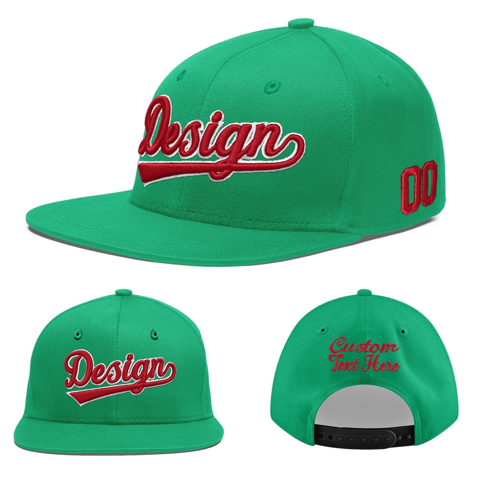 Custom Aqua 3D Puff Embroidery Flat Embroidery Casual Sport Baseball Cap