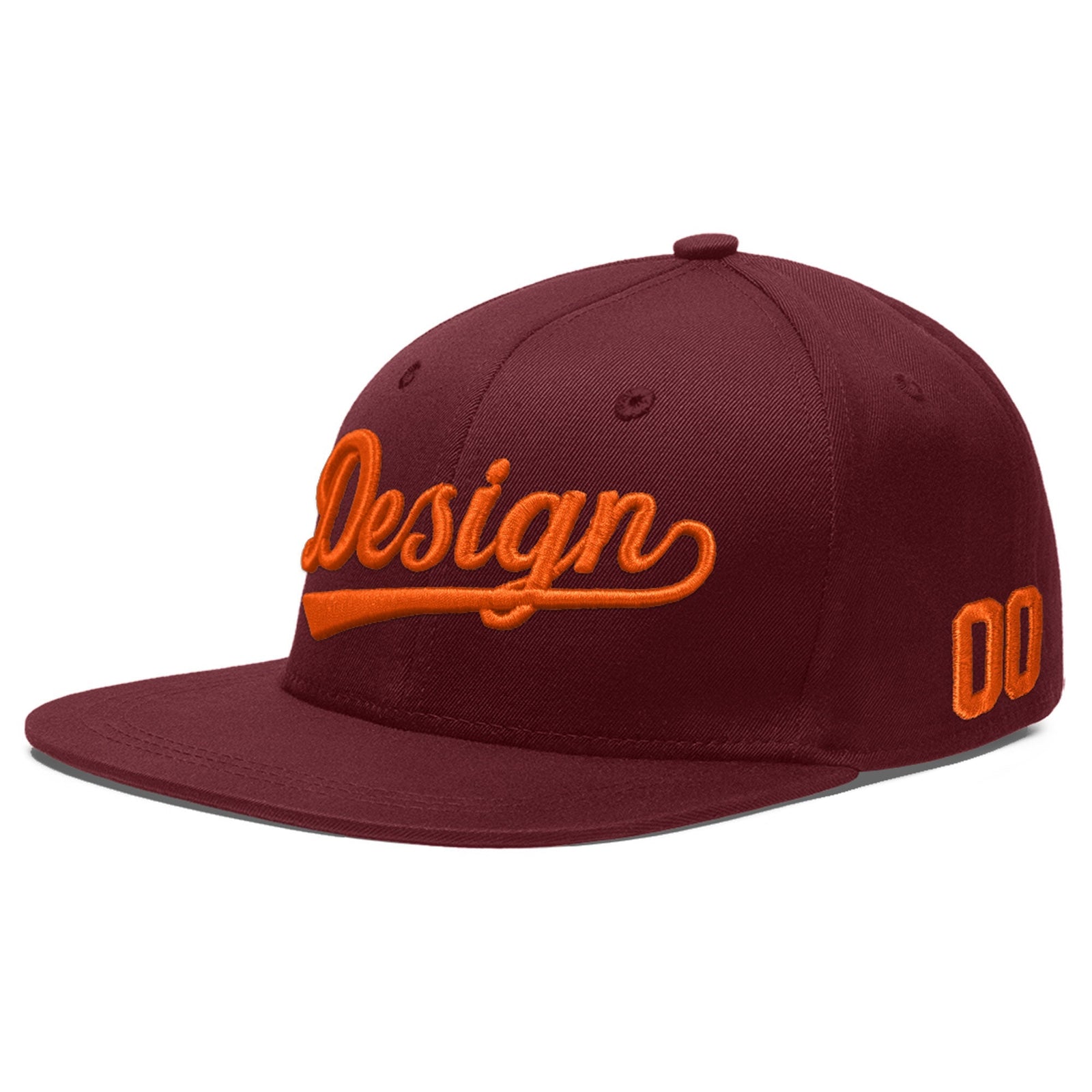 Custom Maroon 3D Puff Embroidery Flat Embroidery Casual Sport Baseball Cap