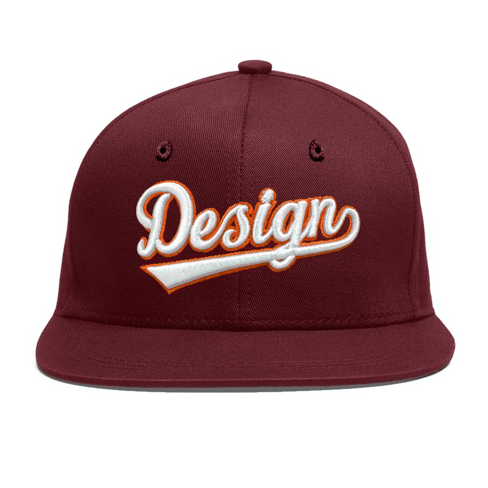 Custom Maroon 3D Puff Embroidery Flat Embroidery Casual Sport Baseball Cap