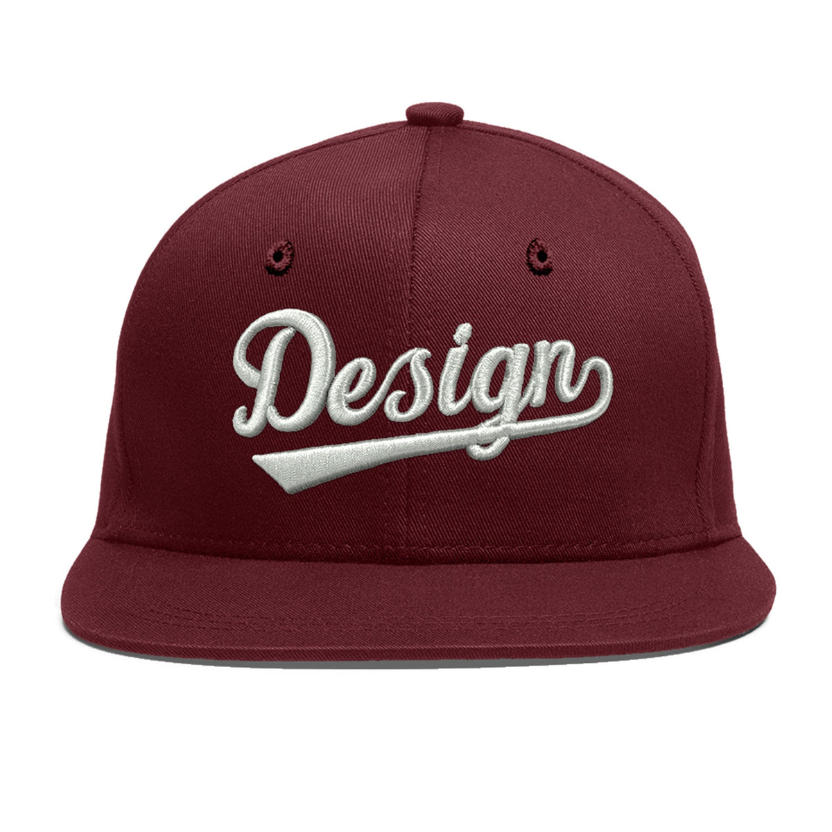 Custom Maroon 3D Puff Embroidery Flat Embroidery Casual Sport Baseball Cap