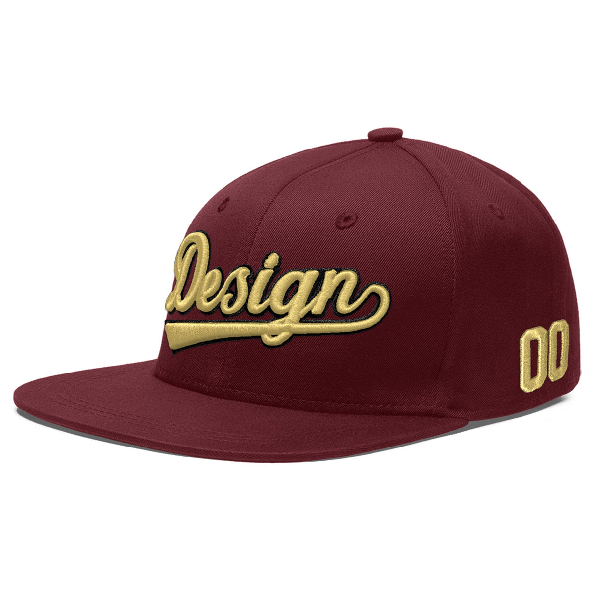 Custom Maroon 3D Puff Embroidery Flat Embroidery Casual Sport Baseball Cap