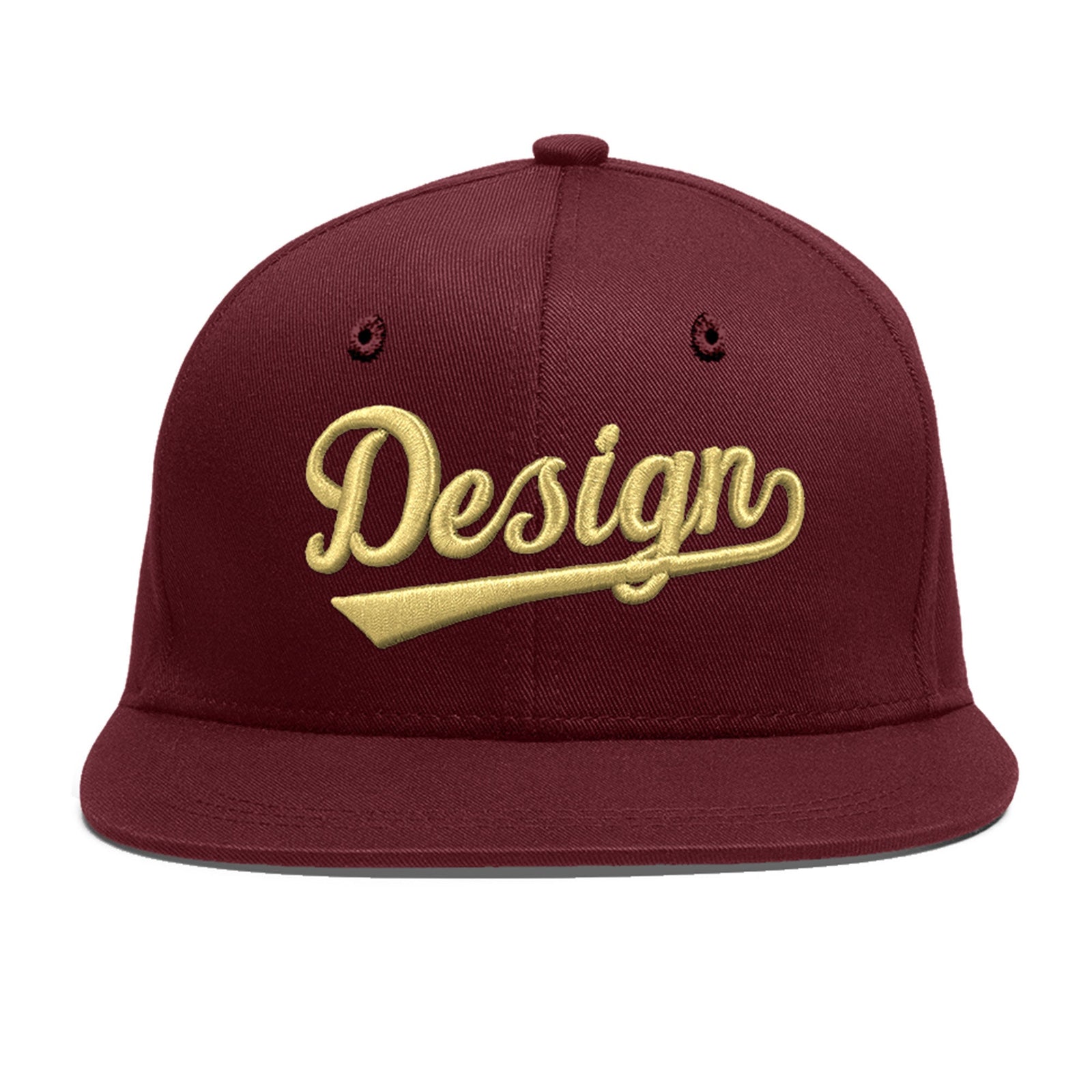 Custom Maroon 3D Puff Embroidery Flat Embroidery Casual Sport Baseball Cap