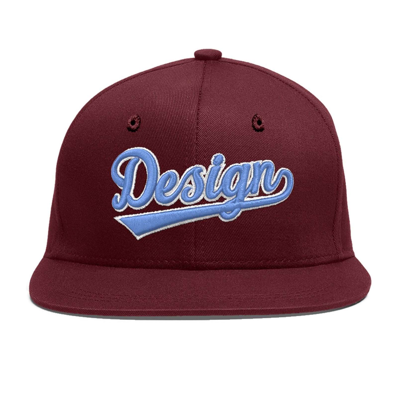 Custom Maroon 3D Puff Embroidery Flat Embroidery Casual Sport Baseball Cap
