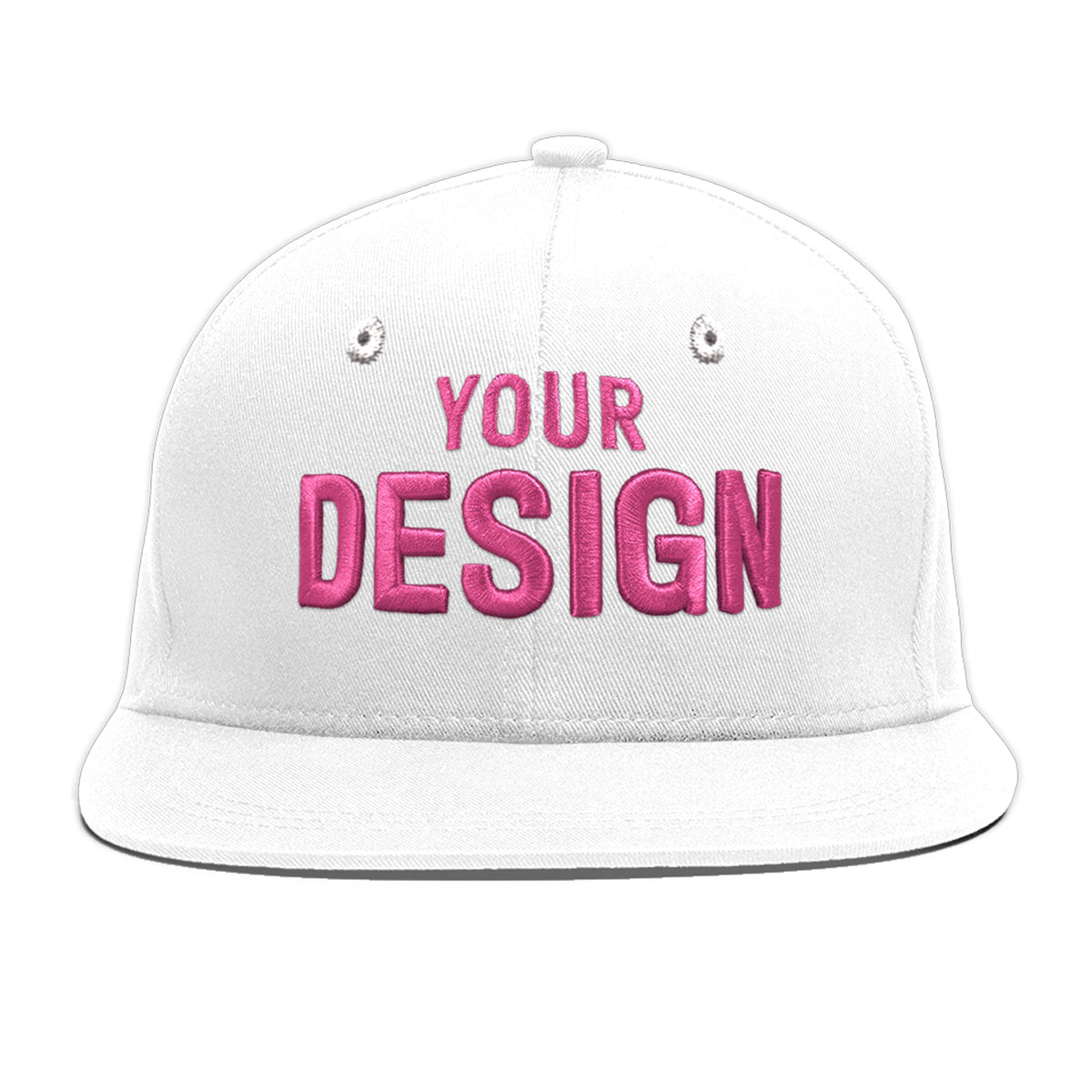 Custom White 3D Puff Embroidery Flat Embroidery Casual Sport Baseball Cap