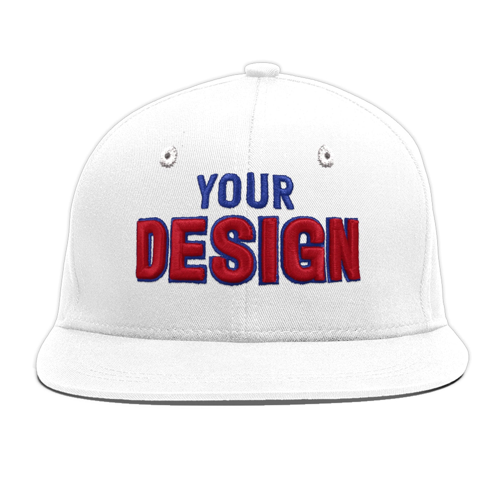 Custom White 3D Puff Embroidery Flat Embroidery Casual Sport Baseball Cap