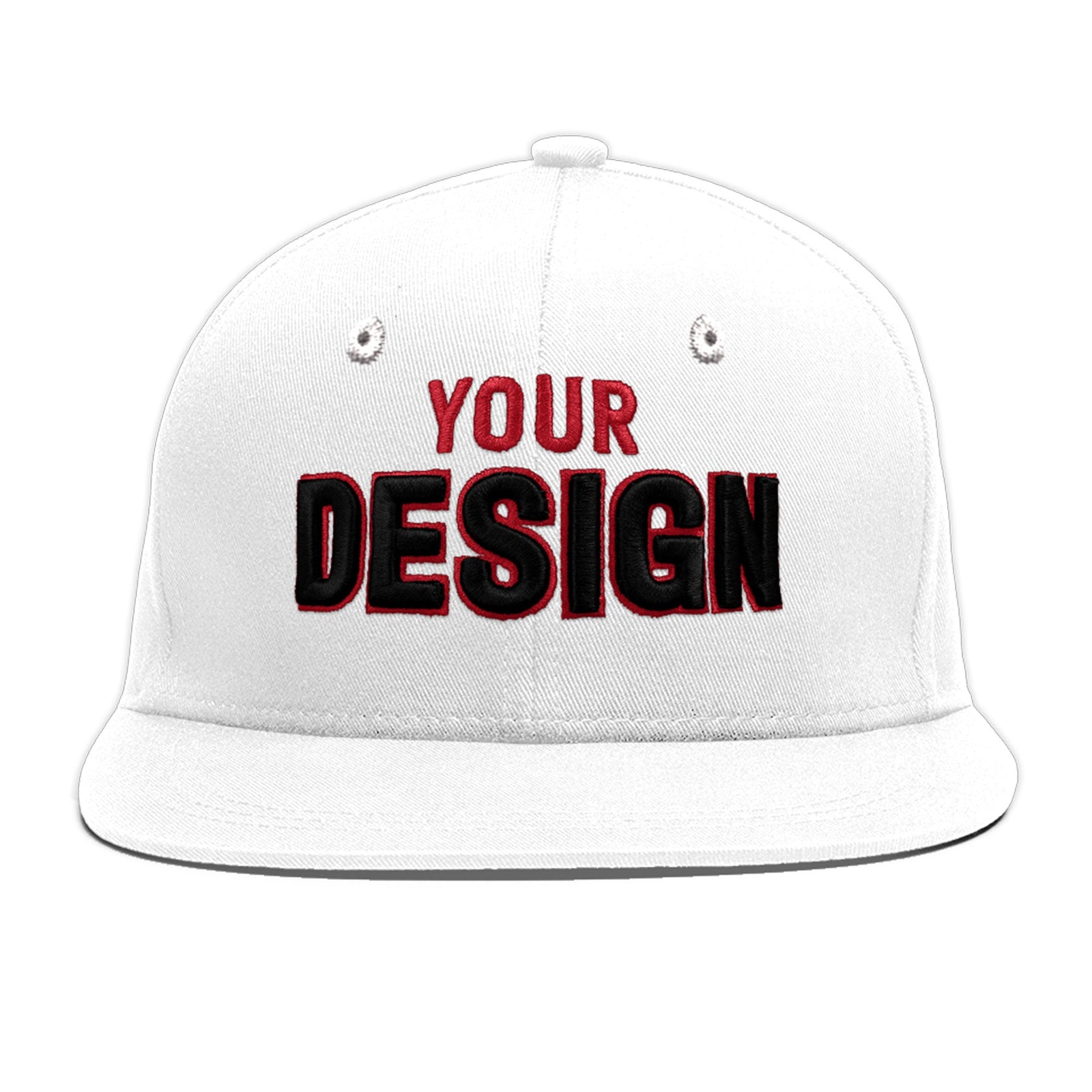 Custom White 3D Puff Embroidery Flat Embroidery Casual Sport Baseball Cap