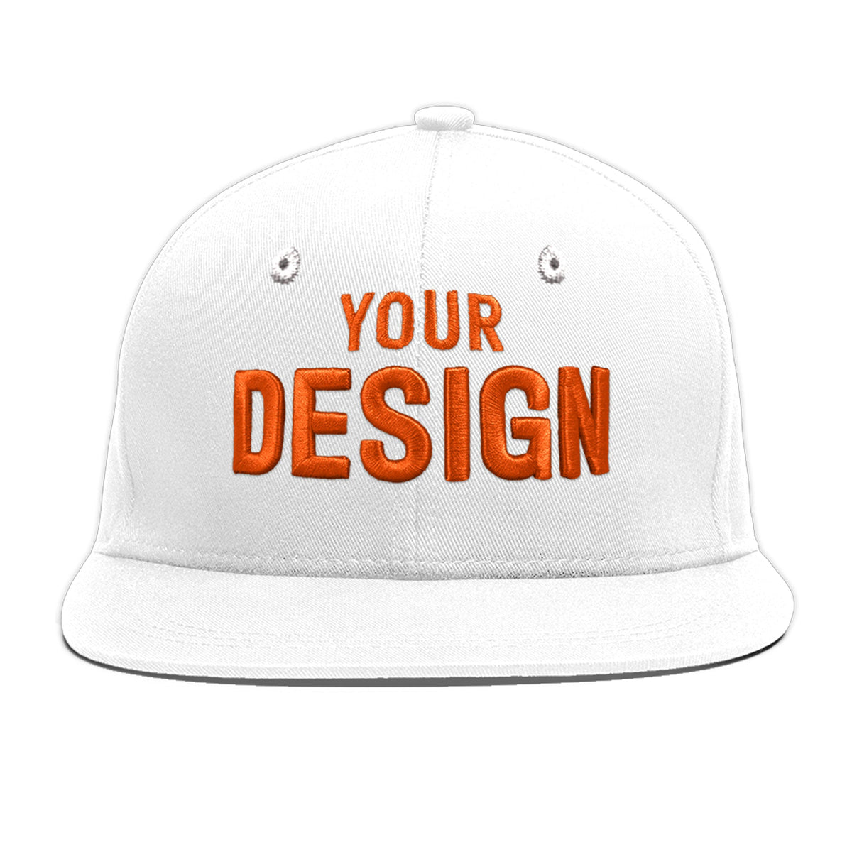 Custom White 3D Puff Embroidery Flat Embroidery Casual Sport Baseball Cap