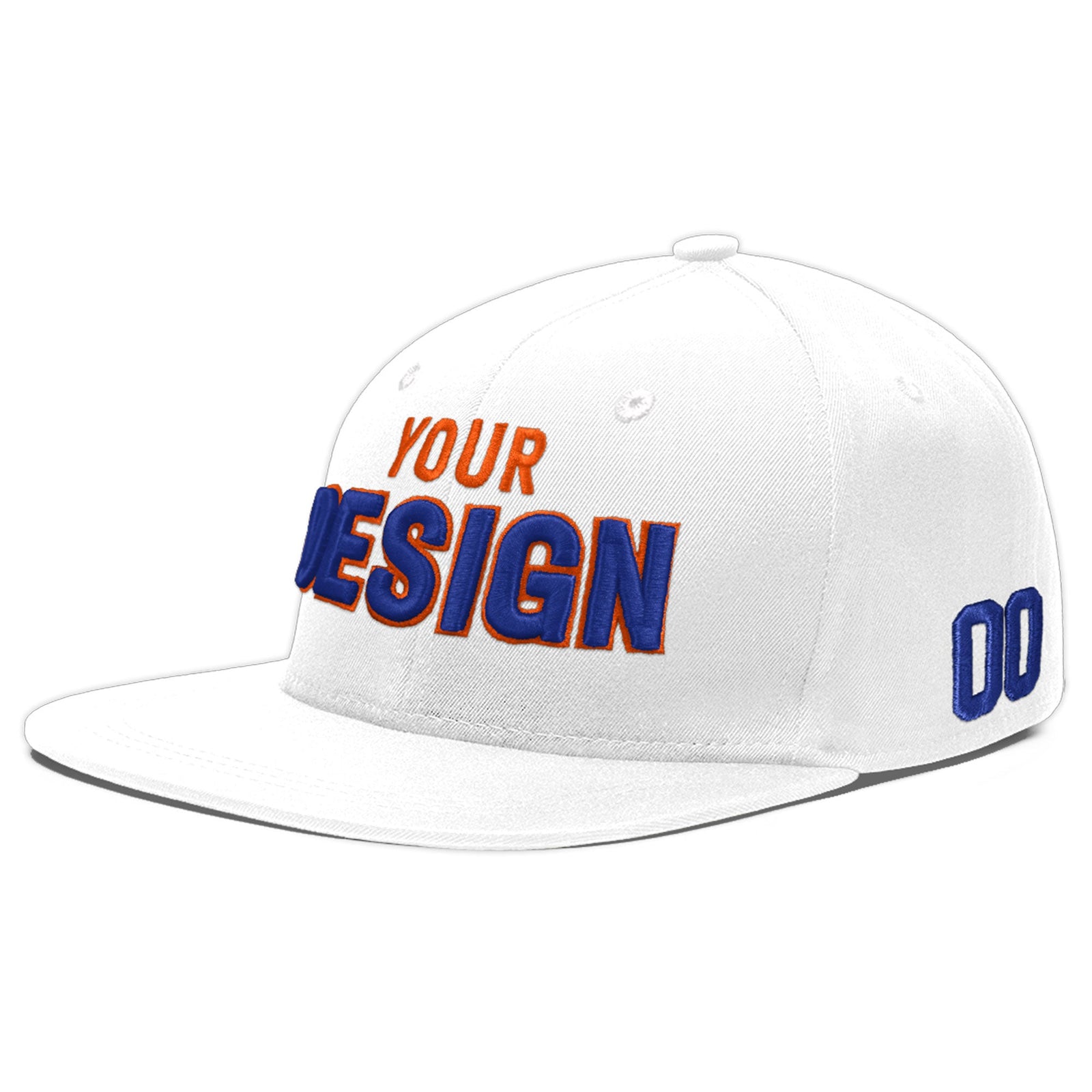Custom White 3D Puff Embroidery Flat Embroidery Casual Sport Baseball Cap