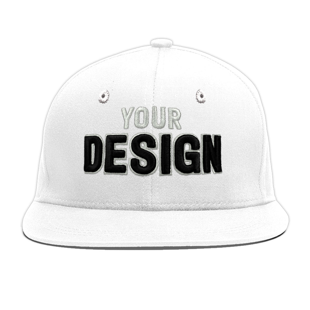 Custom White 3D Puff Embroidery Flat Embroidery Casual Sport Baseball Cap
