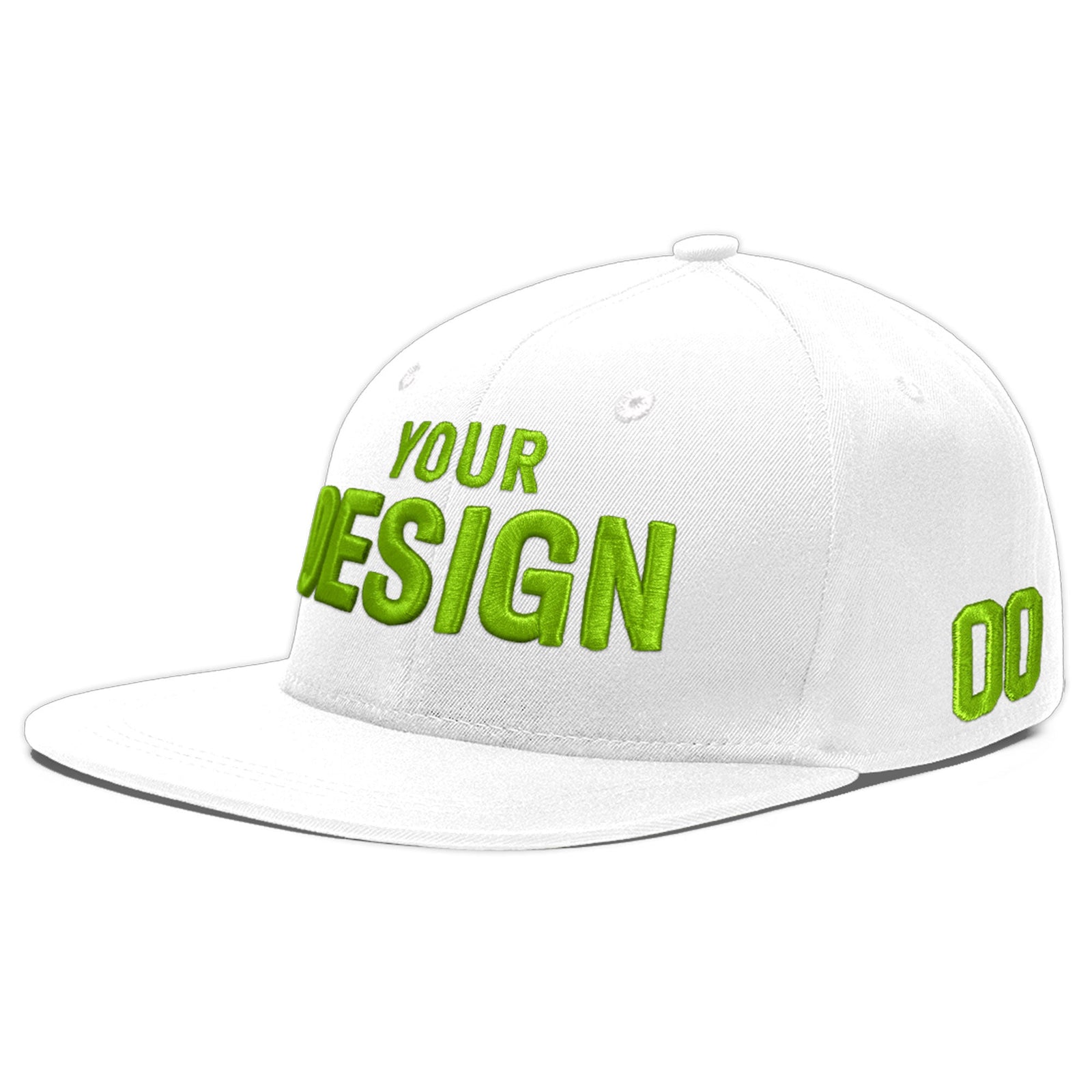 Custom White 3D Puff Embroidery Flat Embroidery Casual Sport Baseball Cap