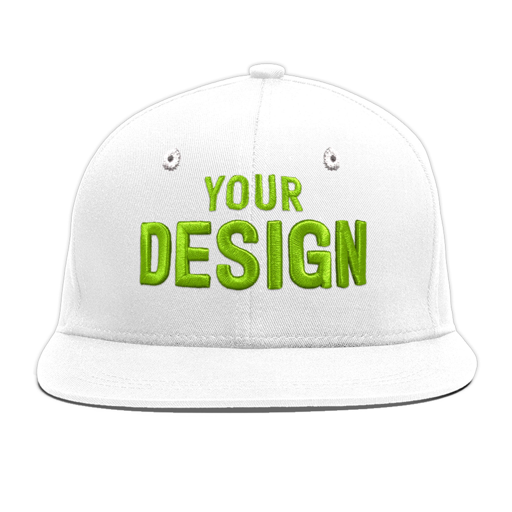 Custom White 3D Puff Embroidery Flat Embroidery Casual Sport Baseball Cap