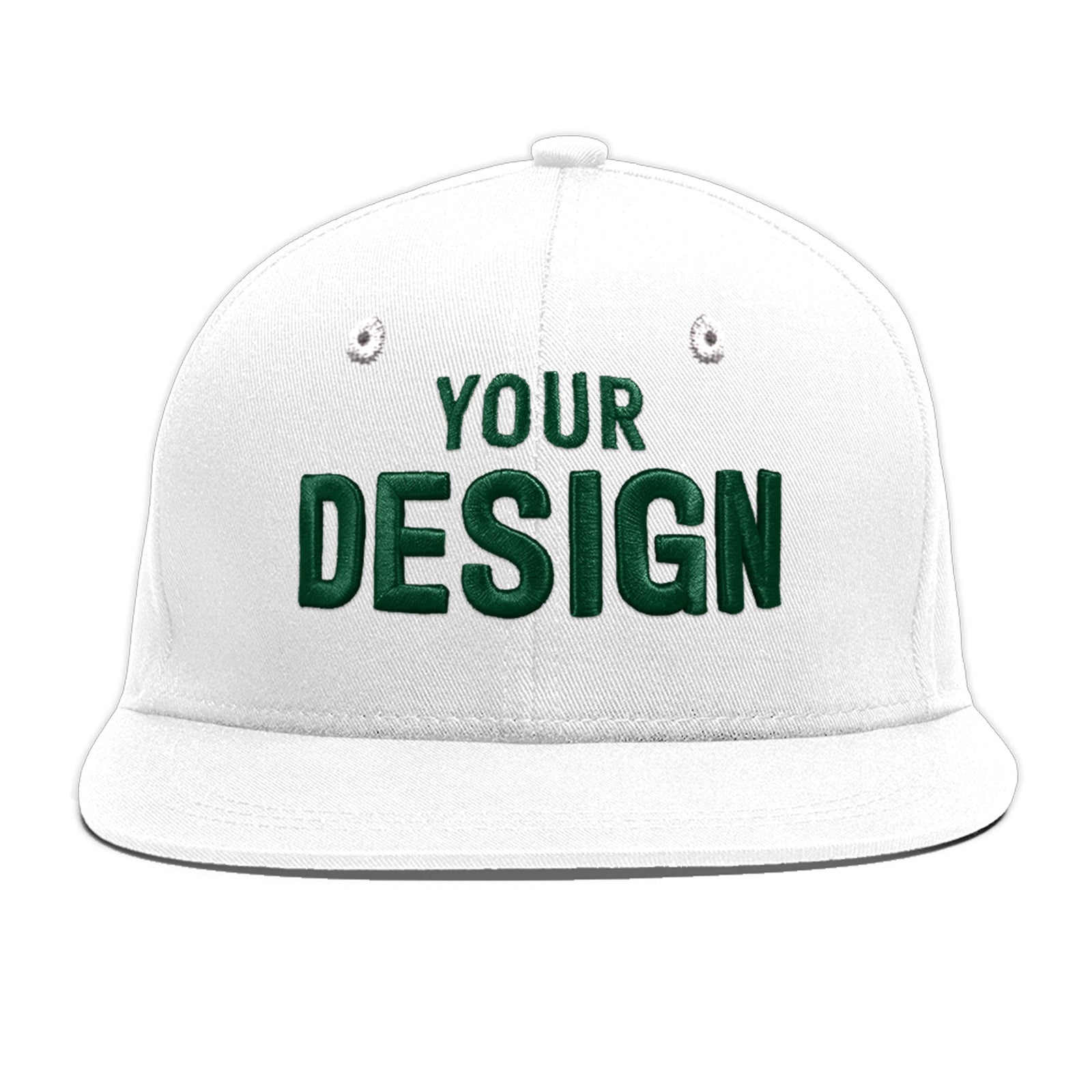 Custom White 3D Puff Embroidery Flat Embroidery Casual Sport Baseball Cap