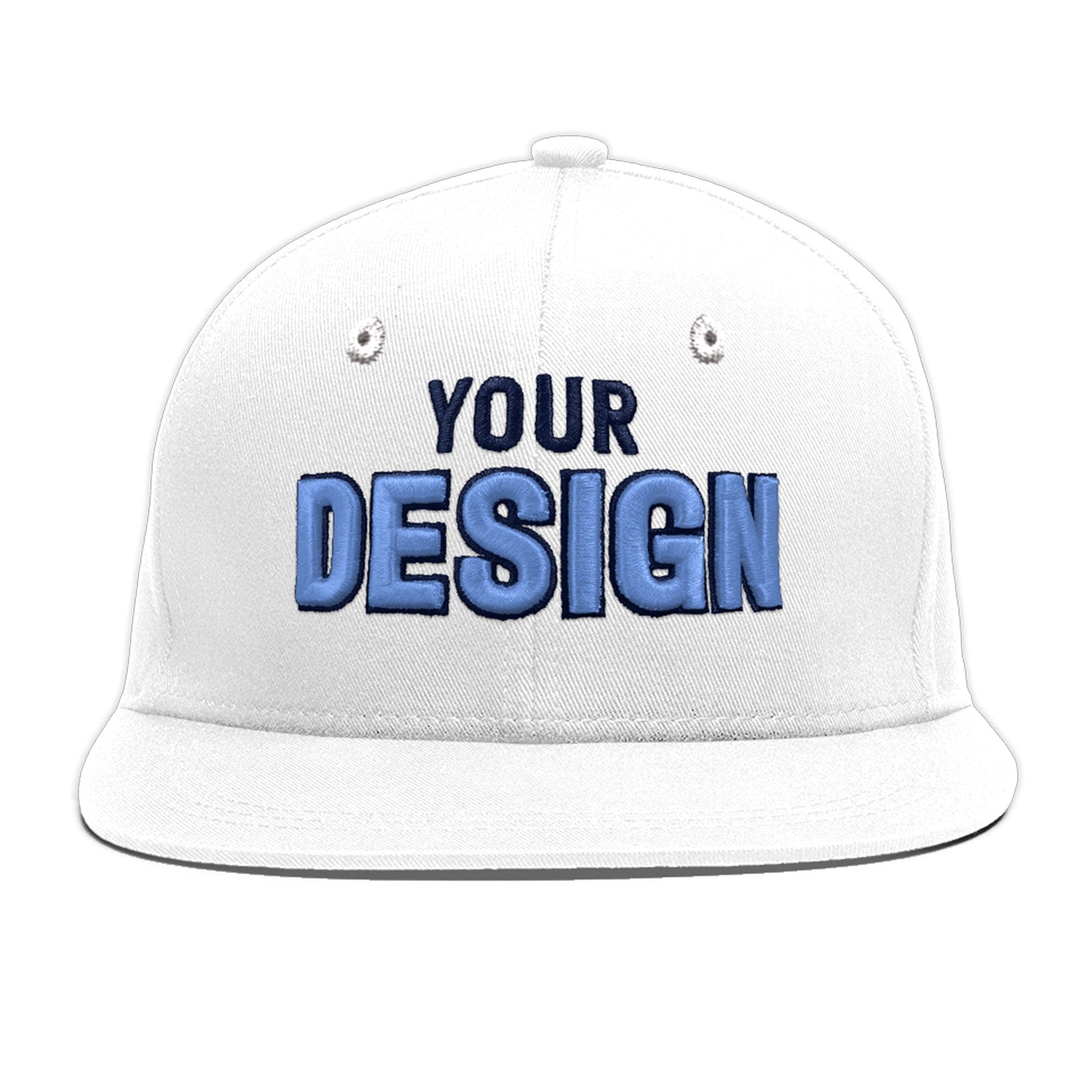 Custom White 3D Puff Embroidery Flat Embroidery Casual Sport Baseball Cap