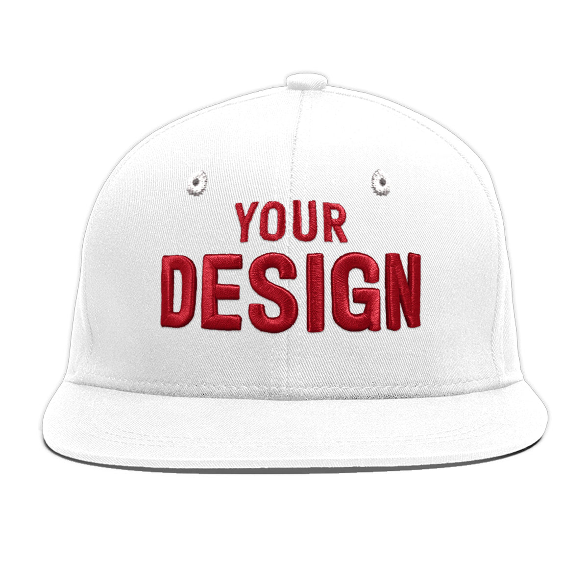 Custom White 3D Puff Embroidery Flat Embroidery Casual Sport Baseball Cap