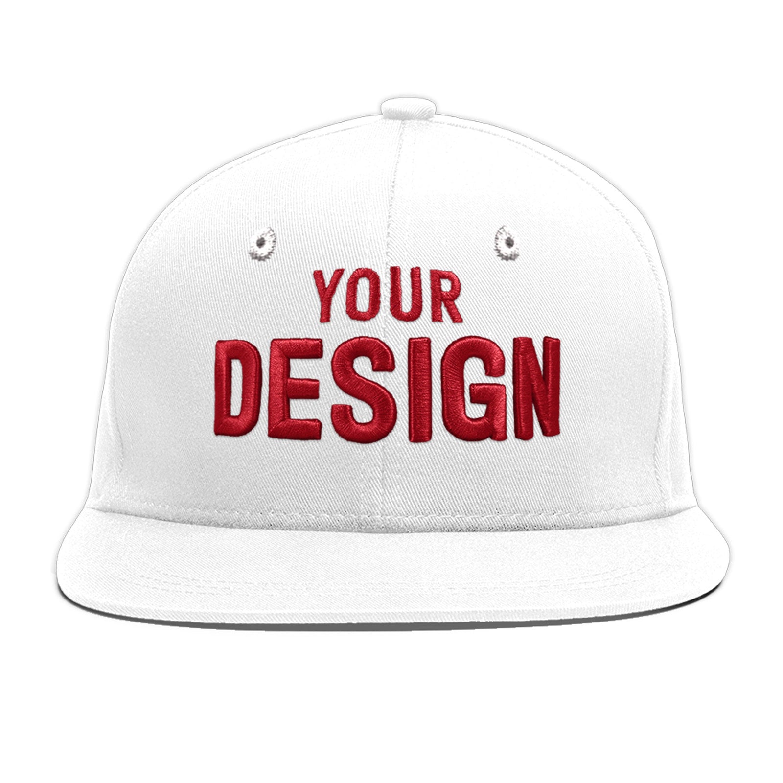 Custom White 3D Puff Embroidery Flat Embroidery Casual Sport Baseball Cap