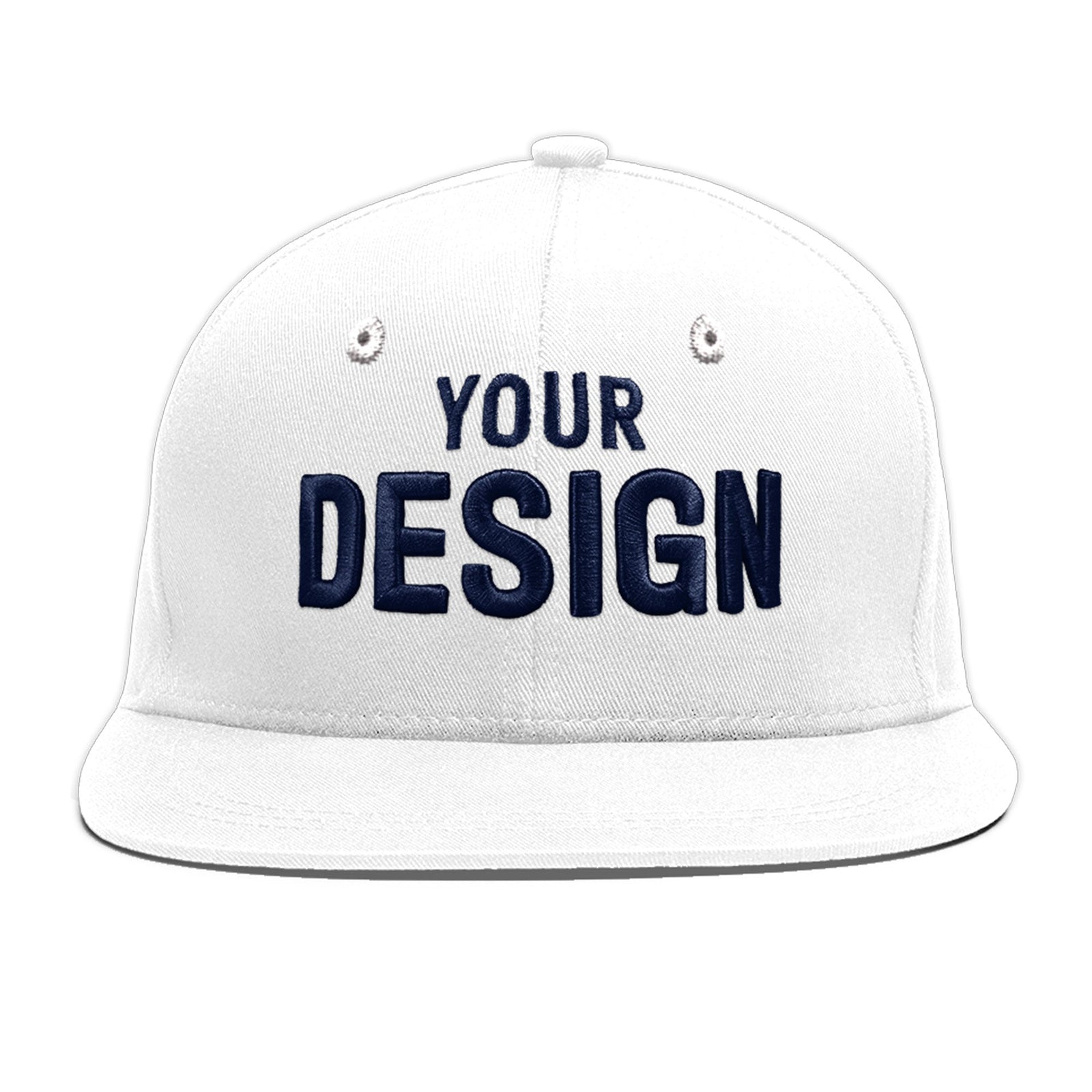Custom White 3D Puff Embroidery Flat Embroidery Casual Sport Baseball Cap