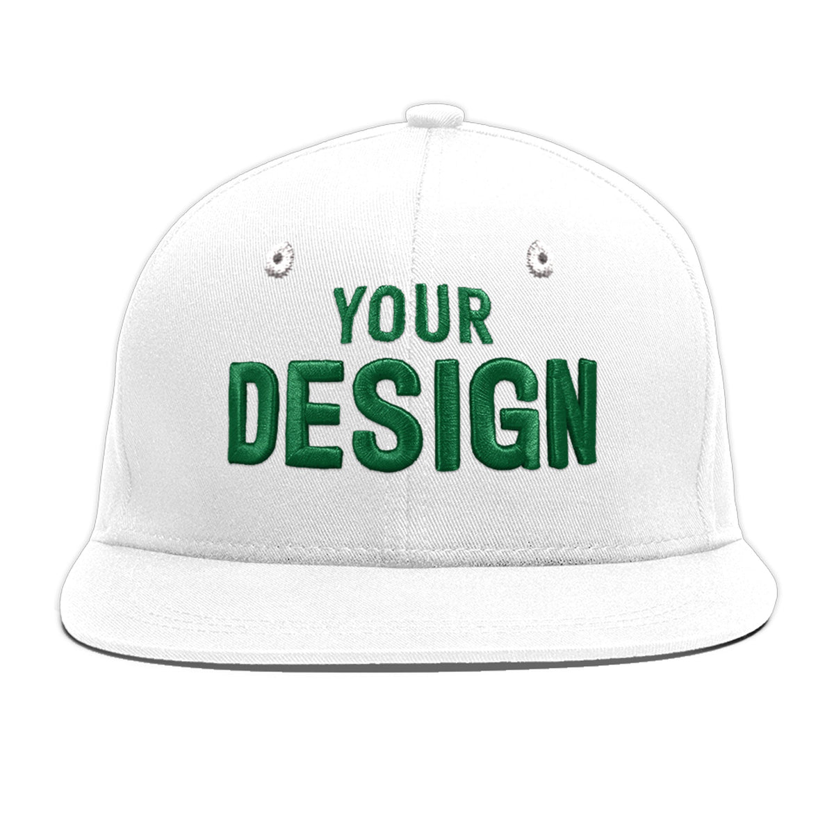 Custom White 3D Puff Embroidery Flat Embroidery Casual Sport Baseball Cap