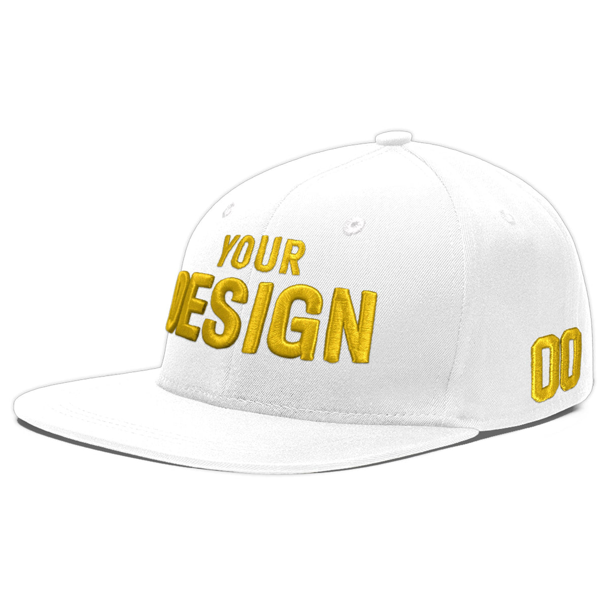 Custom White 3D Puff Embroidery Flat Embroidery Casual Sport Baseball Cap