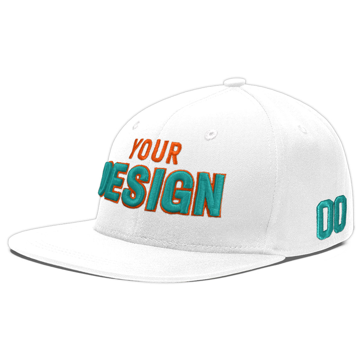 Custom White 3D Puff Embroidery Flat Embroidery Casual Sport Baseball Cap