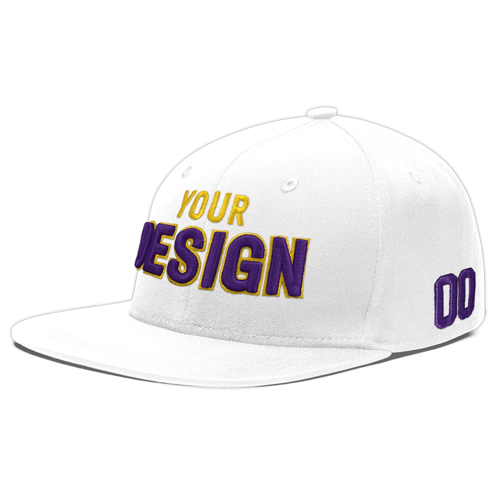 Custom White 3D Puff Embroidery Flat Embroidery Casual Sport Baseball Cap