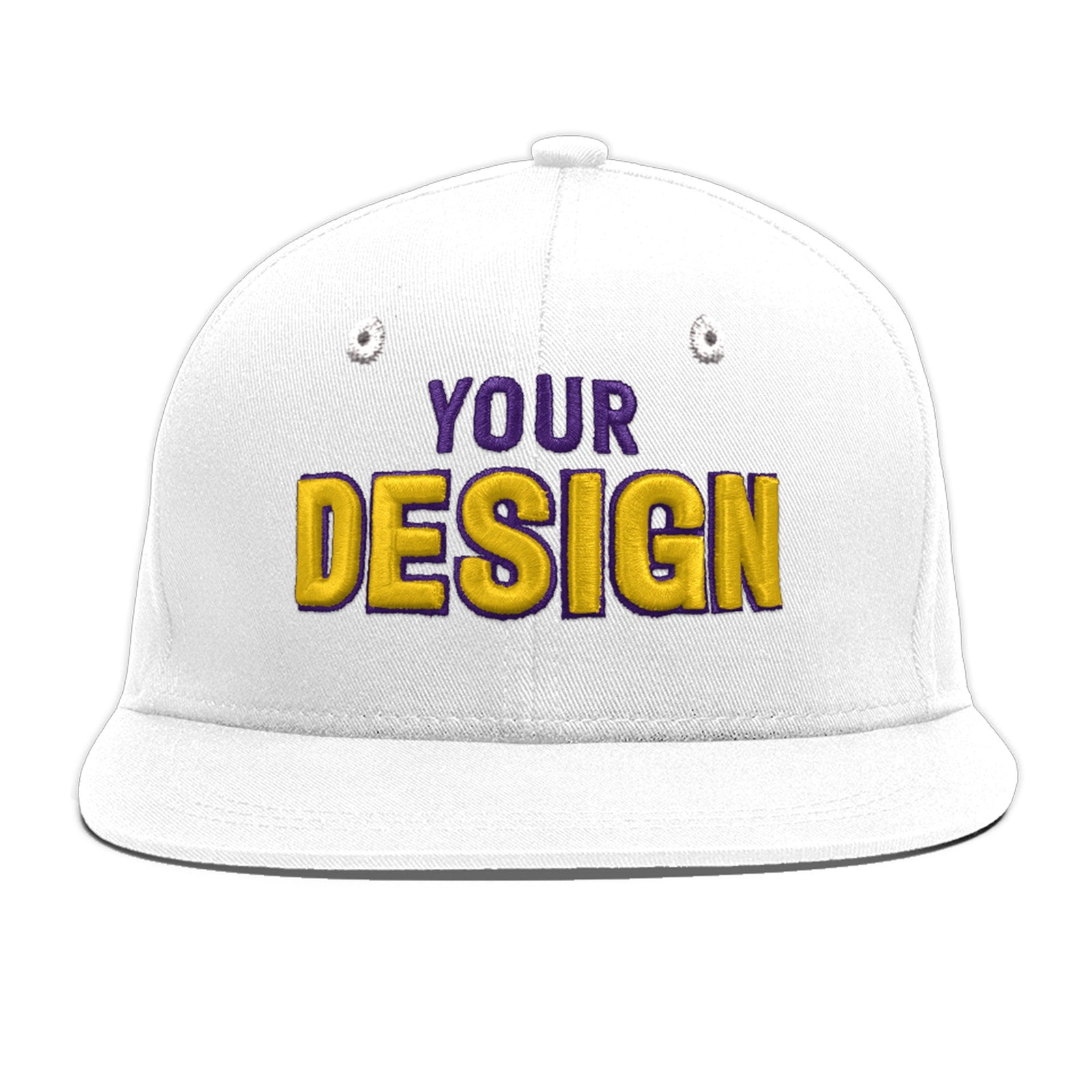 Custom White 3D Puff Embroidery Flat Embroidery Casual Sport Baseball Cap