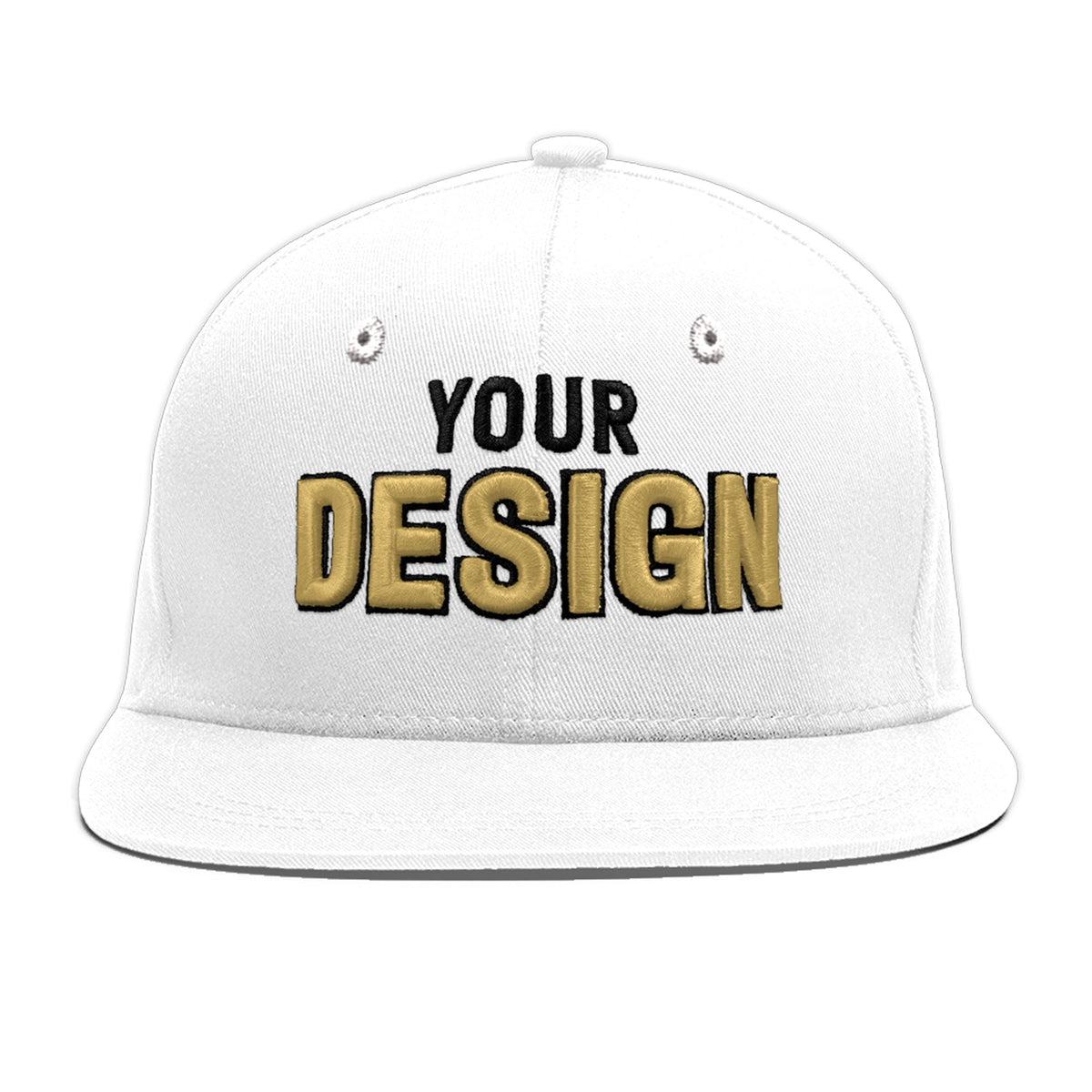 Custom White 3D Puff Embroidery Flat Embroidery Casual Sport Baseball Cap