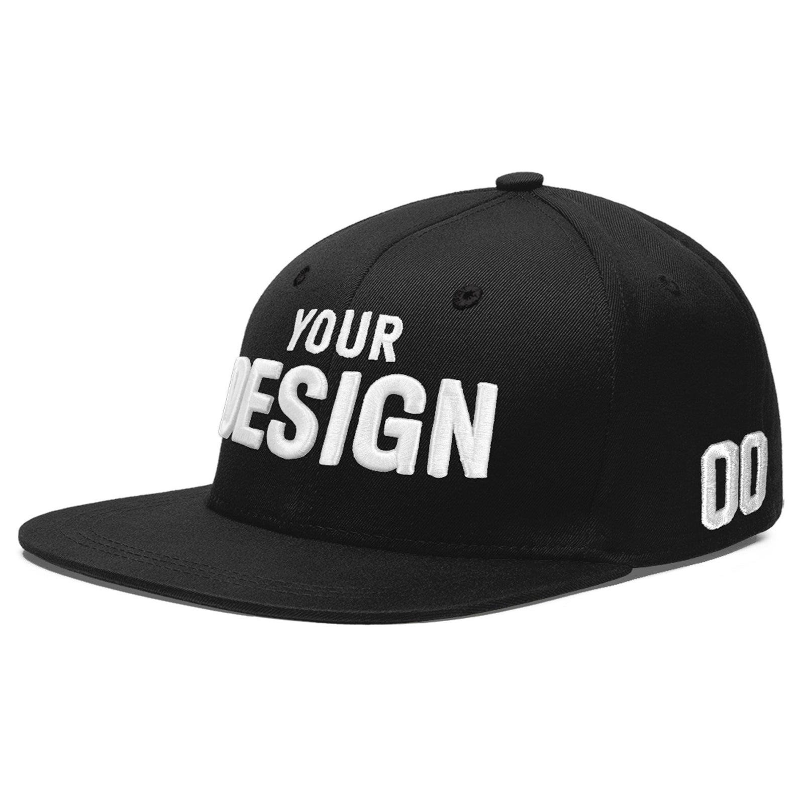 Custom Black 3D Puff Embroidery Flat Embroidery Casual Sport Baseball Cap