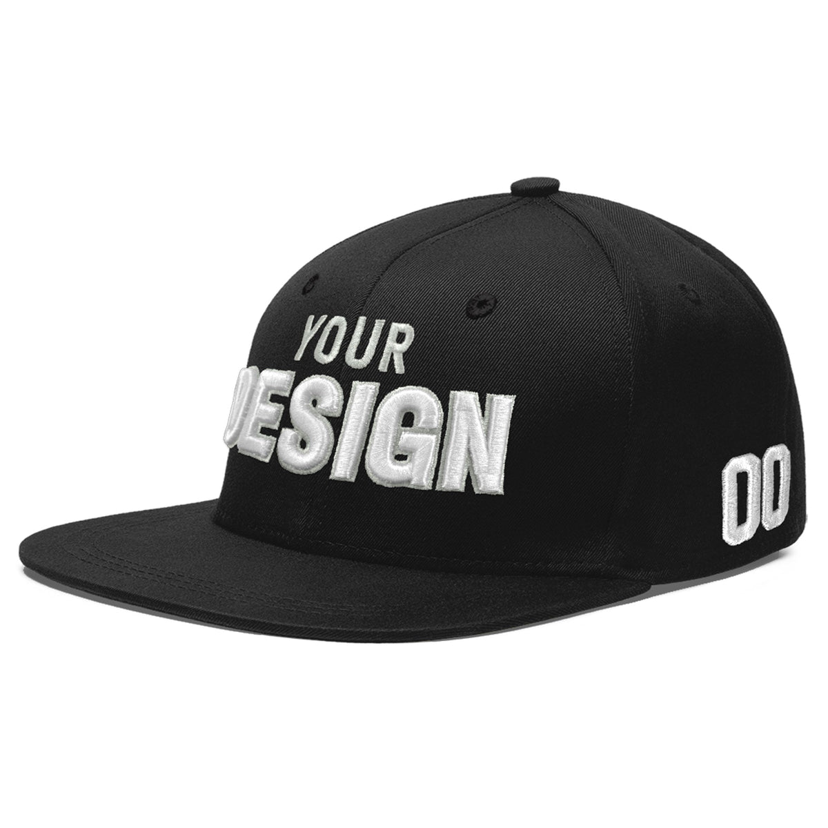 Custom Black 3D Puff Embroidery Flat Embroidery Casual Sport Baseball Cap