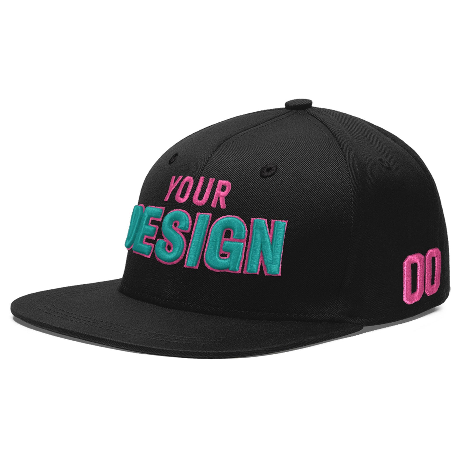 Custom Black 3D Puff Embroidery Flat Embroidery Casual Sport Baseball Cap