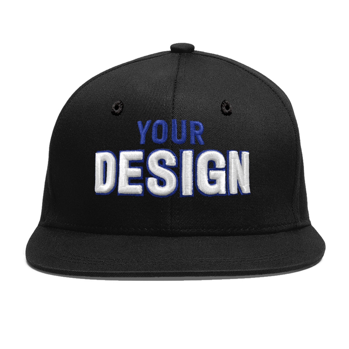 Custom Black 3D Puff Embroidery Flat Embroidery Casual Sport Baseball Cap