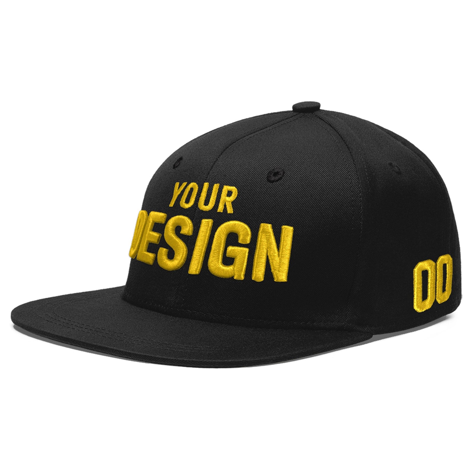 Custom Black 3D Puff Embroidery Flat Embroidery Casual Sport Baseball Cap