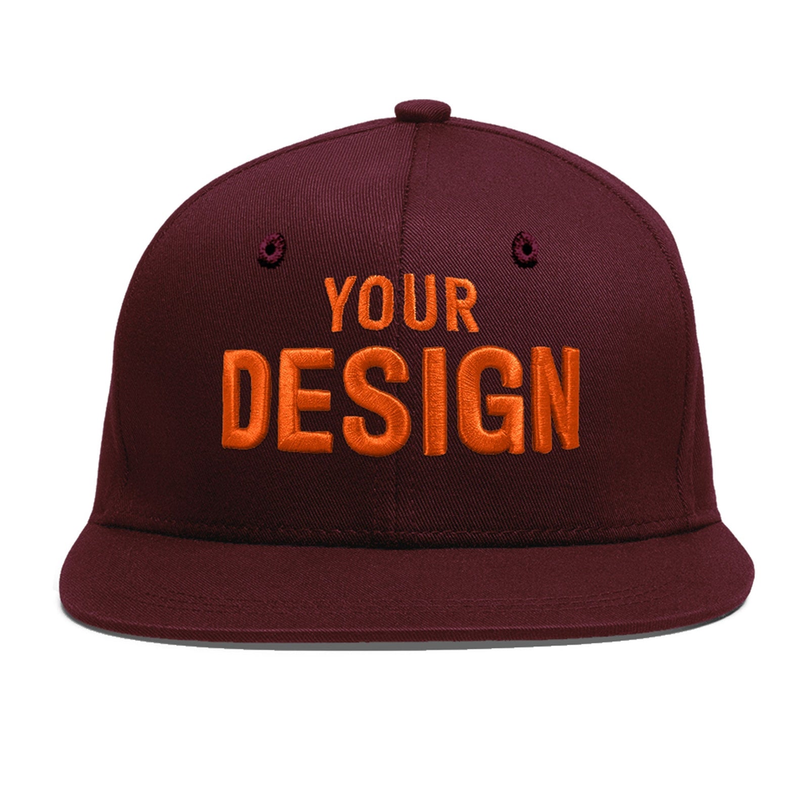 Custom Burgundy 3D Puff Embroidery Flat Embroidery Casual Sport Baseball Cap