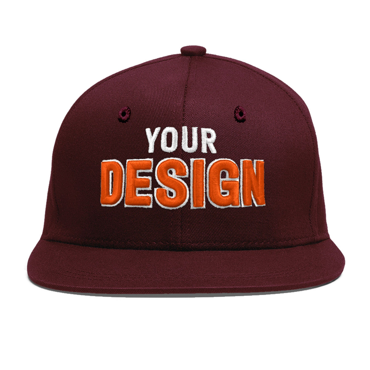 Custom Burgundy 3D Puff Embroidery Flat Embroidery Casual Sport Baseball Cap