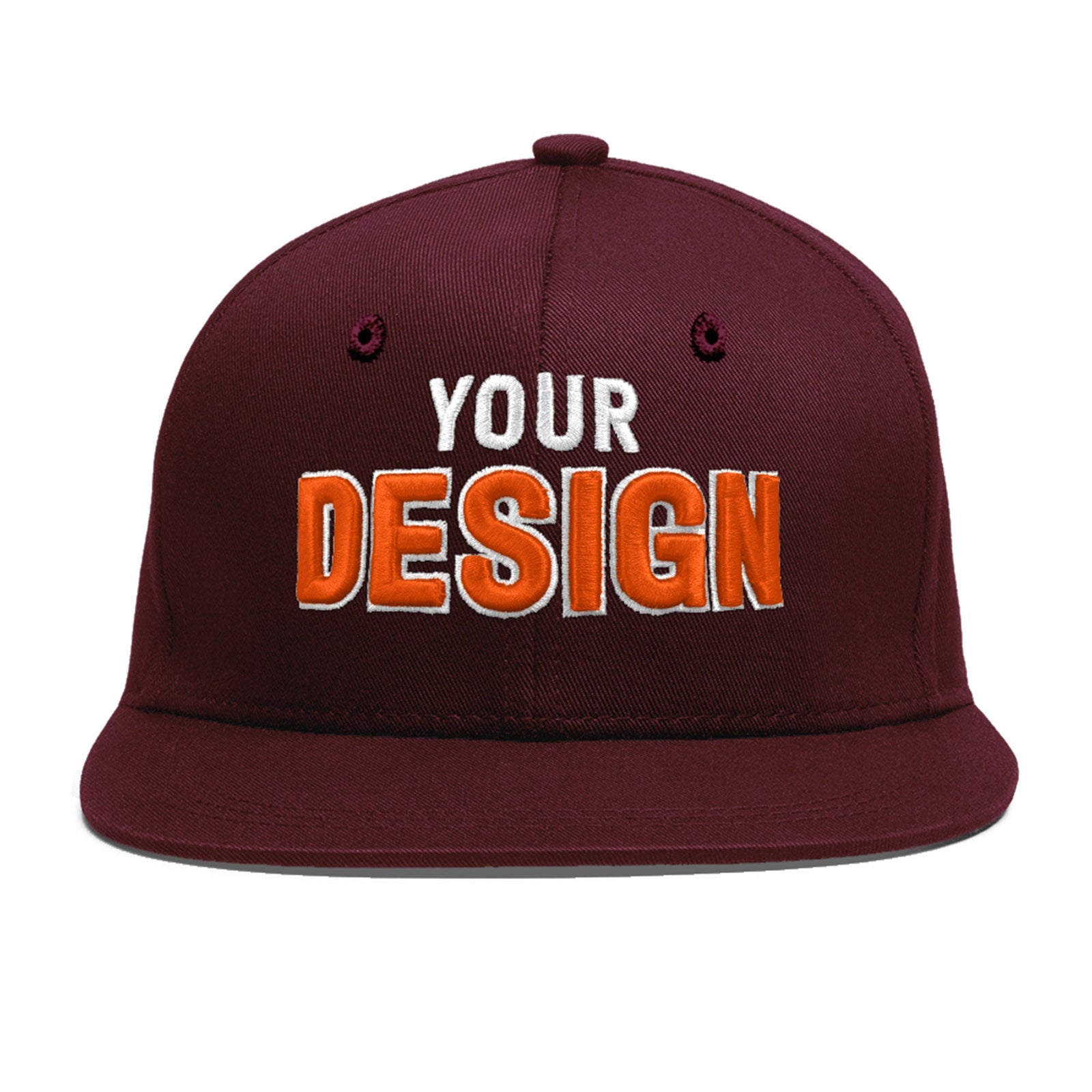 Custom Burgundy 3D Puff Embroidery Flat Embroidery Casual Sport Baseball Cap