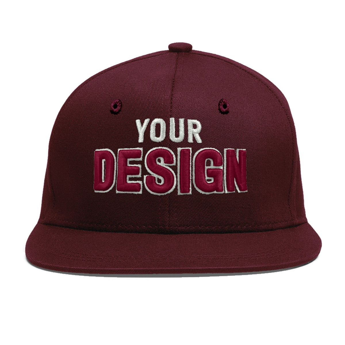 Custom Burgundy 3D Puff Embroidery Flat Embroidery Casual Sport Baseball Cap