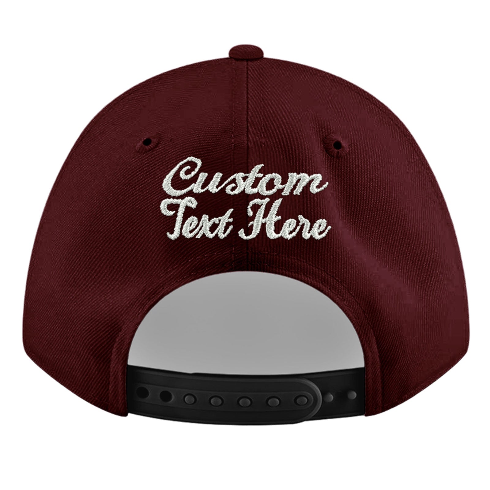 Custom Burgundy 3D Puff Embroidery Flat Embroidery Casual Sport Baseball Cap