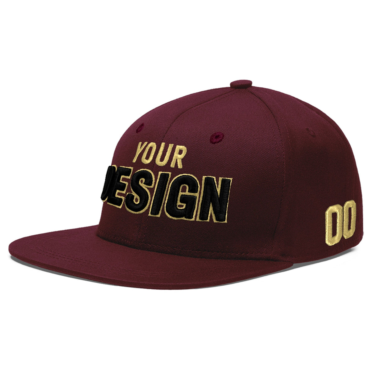 Custom Burgundy 3D Puff Embroidery Flat Embroidery Casual Sport Baseball Cap