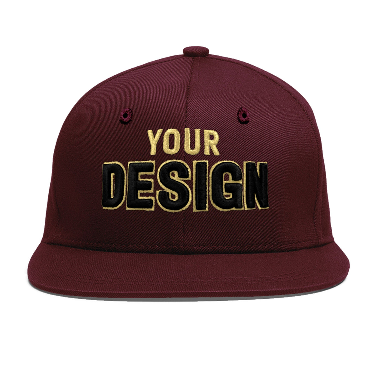 Custom Burgundy 3D Puff Embroidery Flat Embroidery Casual Sport Baseball Cap