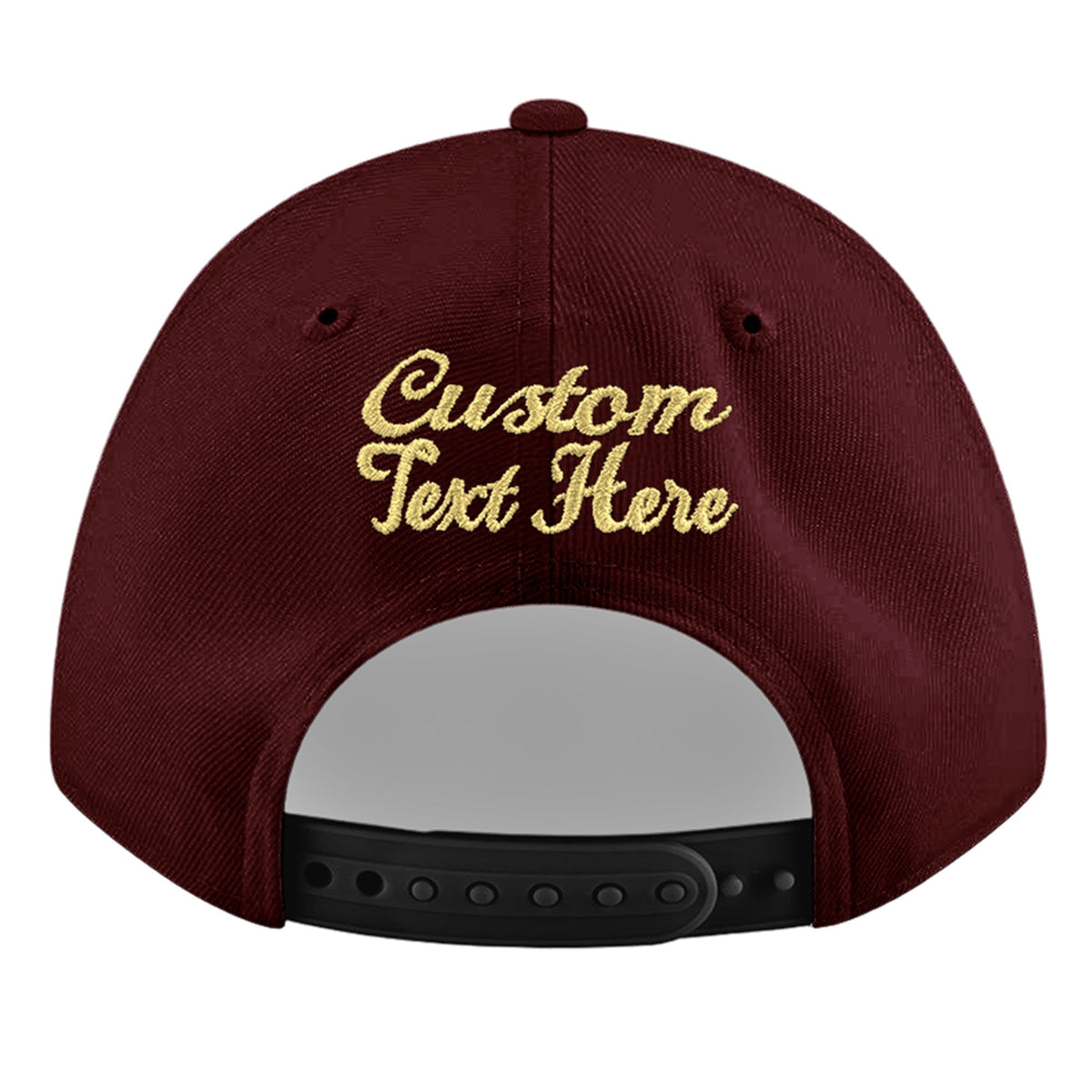 Custom Burgundy 3D Puff Embroidery Flat Embroidery Casual Sport Baseball Cap