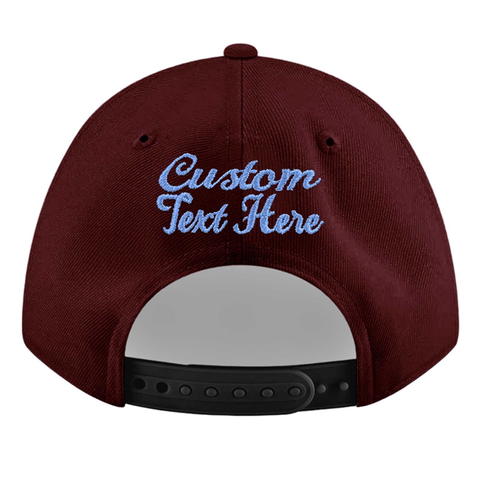 Custom Burgundy 3D Puff Embroidery Flat Embroidery Casual Sport Baseball Cap