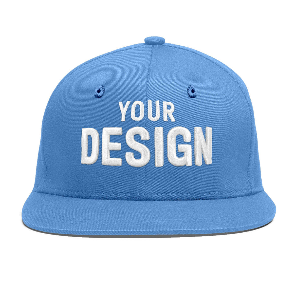 Custom Powder Blue 3D Puff Embroidery Flat Embroidery Casual Sport Baseball Cap