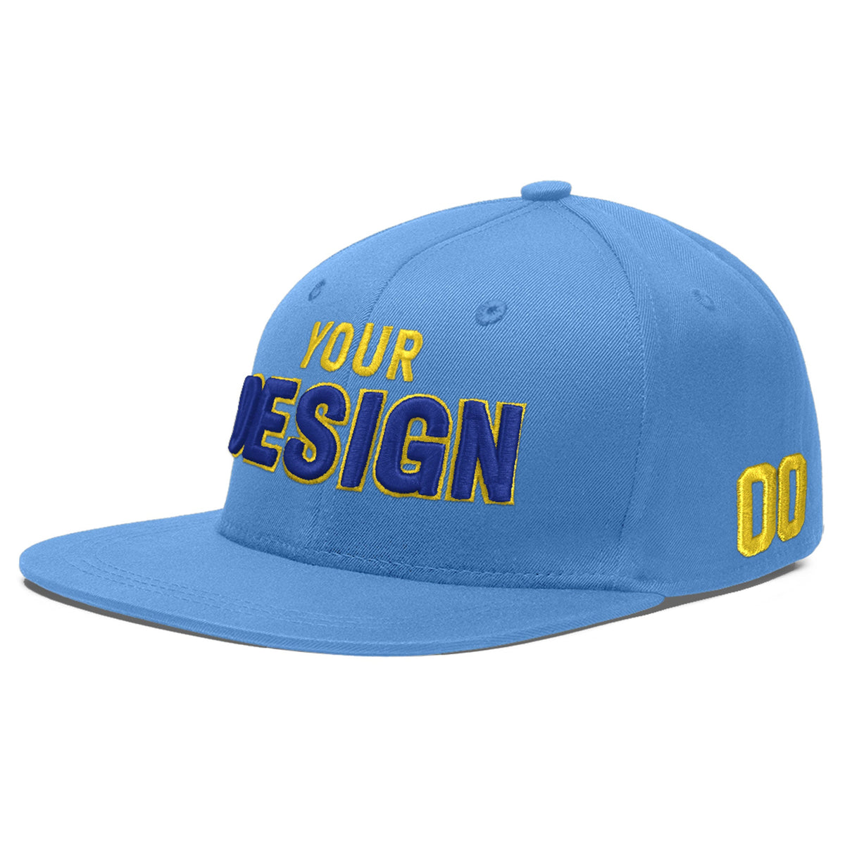 Custom Powder Blue 3D Puff Embroidery Flat Embroidery Casual Sport Baseball Cap