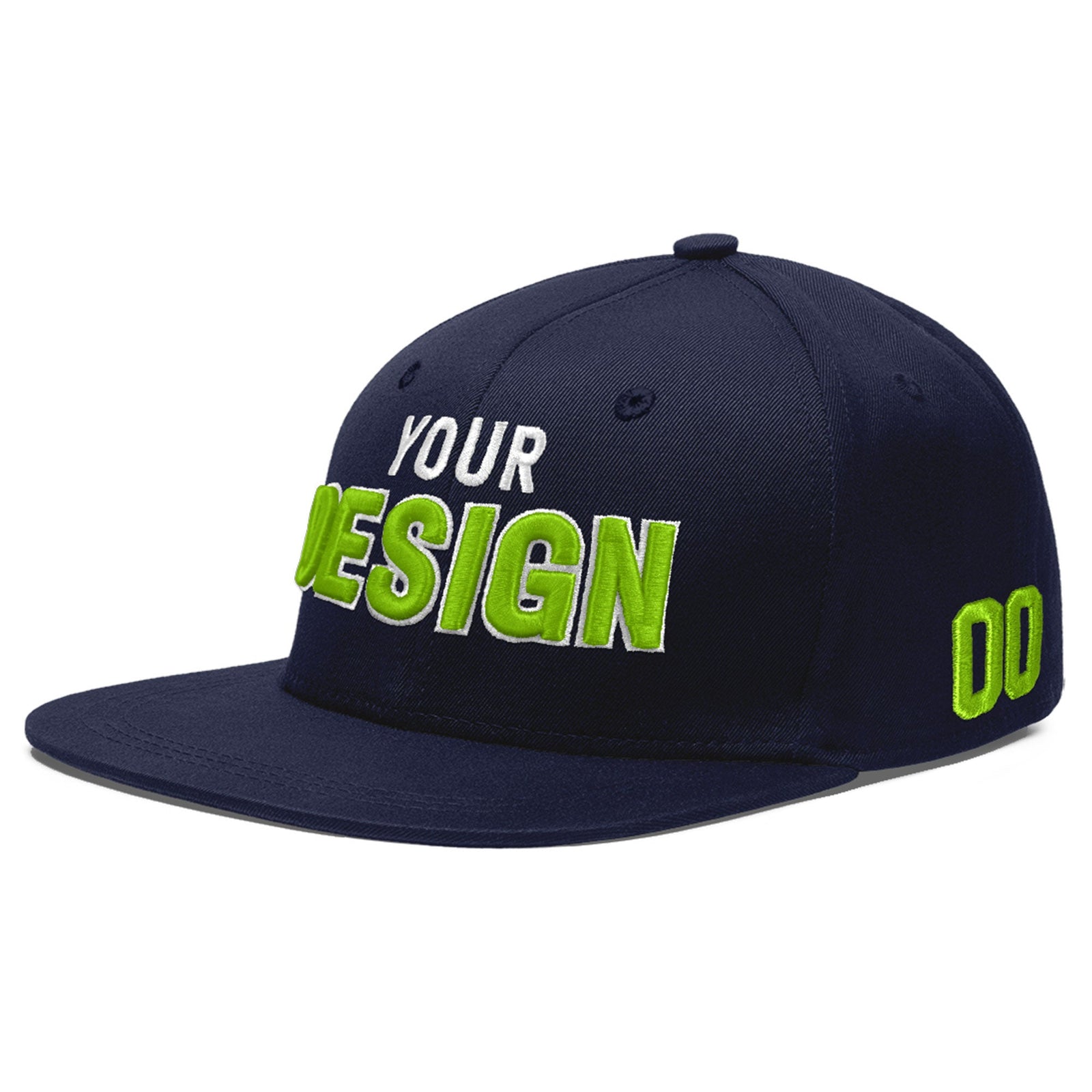 Custom Navy 3D Puff Embroidery Flat Embroidery Casual Sport Baseball Cap