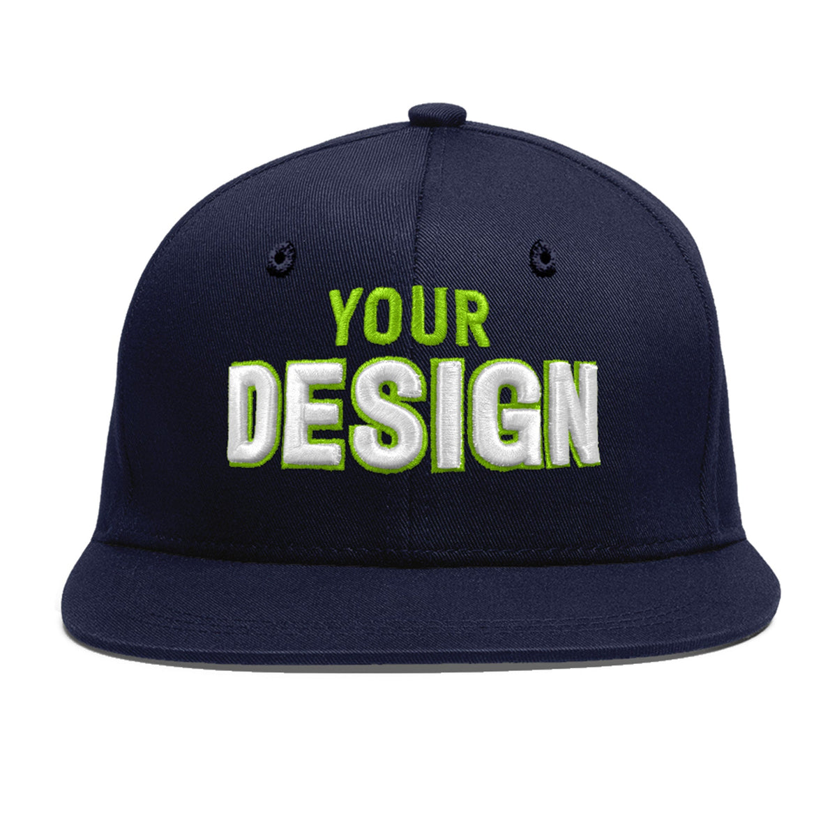 Custom Navy 3D Puff Embroidery Flat Embroidery Casual Sport Baseball Cap