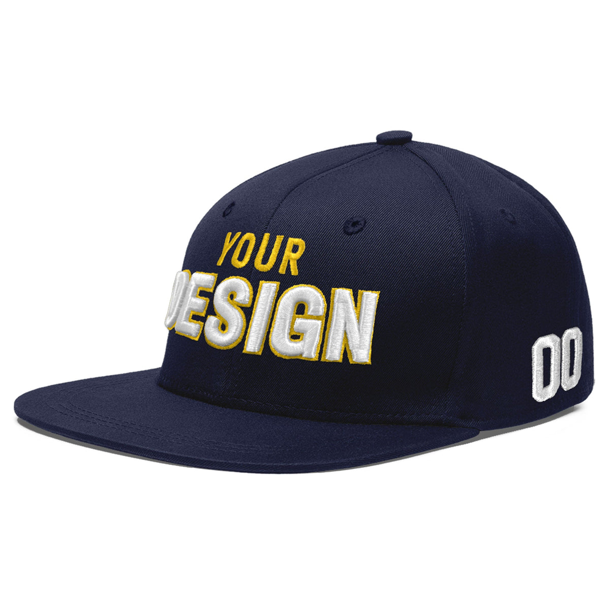 Custom Navy 3D Puff Embroidery Flat Embroidery Casual Sport Baseball Cap