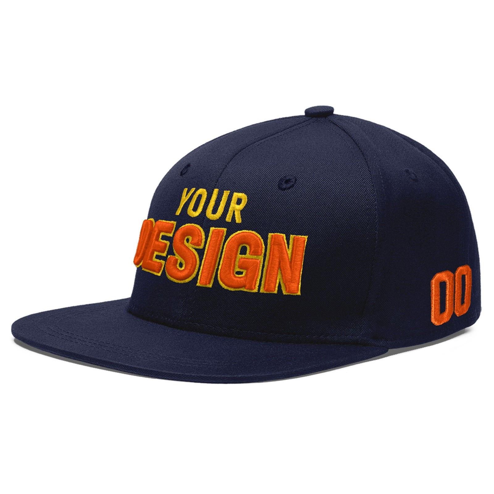 Custom Navy 3D Puff Embroidery Flat Embroidery Casual Sport Baseball Cap