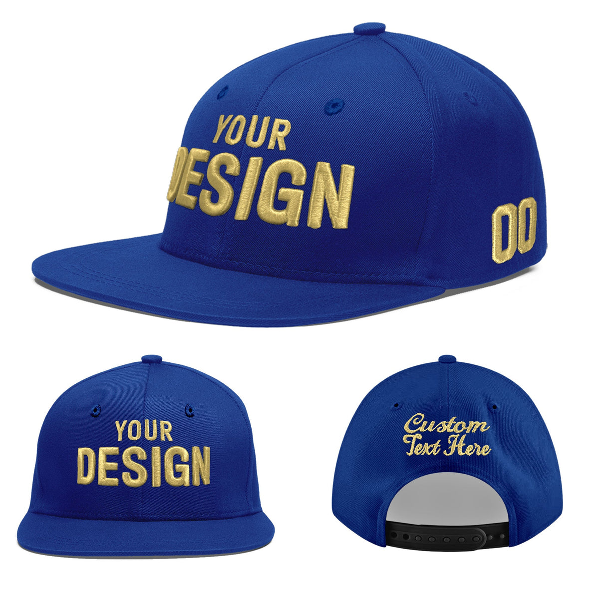 Custom Royal 3D Puff Embroidery Flat Embroidery Casual Sport Baseball Cap