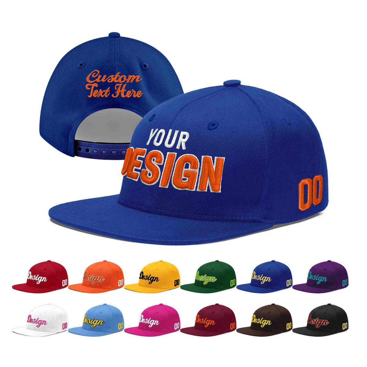 Custom Royal 3D Puff Embroidery Flat Embroidery Casual Sport Baseball Cap