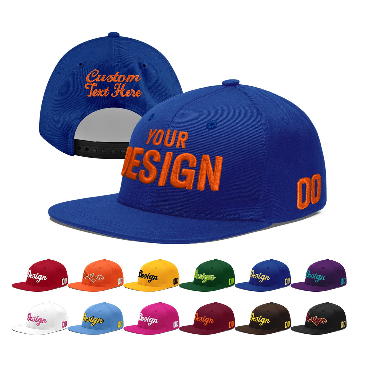 Custom Royal 3D Puff Embroidery Flat Embroidery Casual Sport Baseball Cap