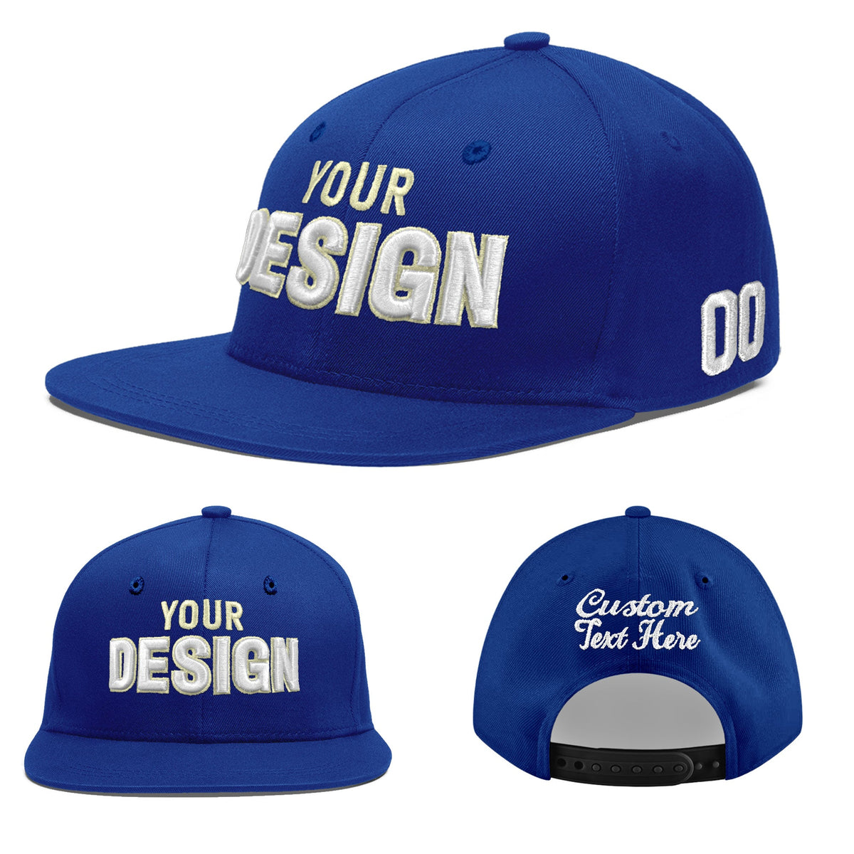 Custom Royal 3D Puff Embroidery Flat Embroidery Casual Sport Baseball Cap